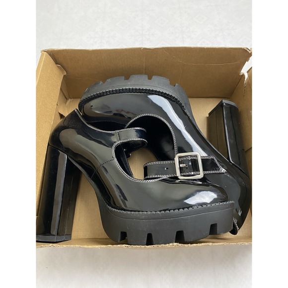 London Rag Mary Jane Black Platform Heels Women US 10 Patent Y2K Chunky Goth Alt - Picture 6 of 7